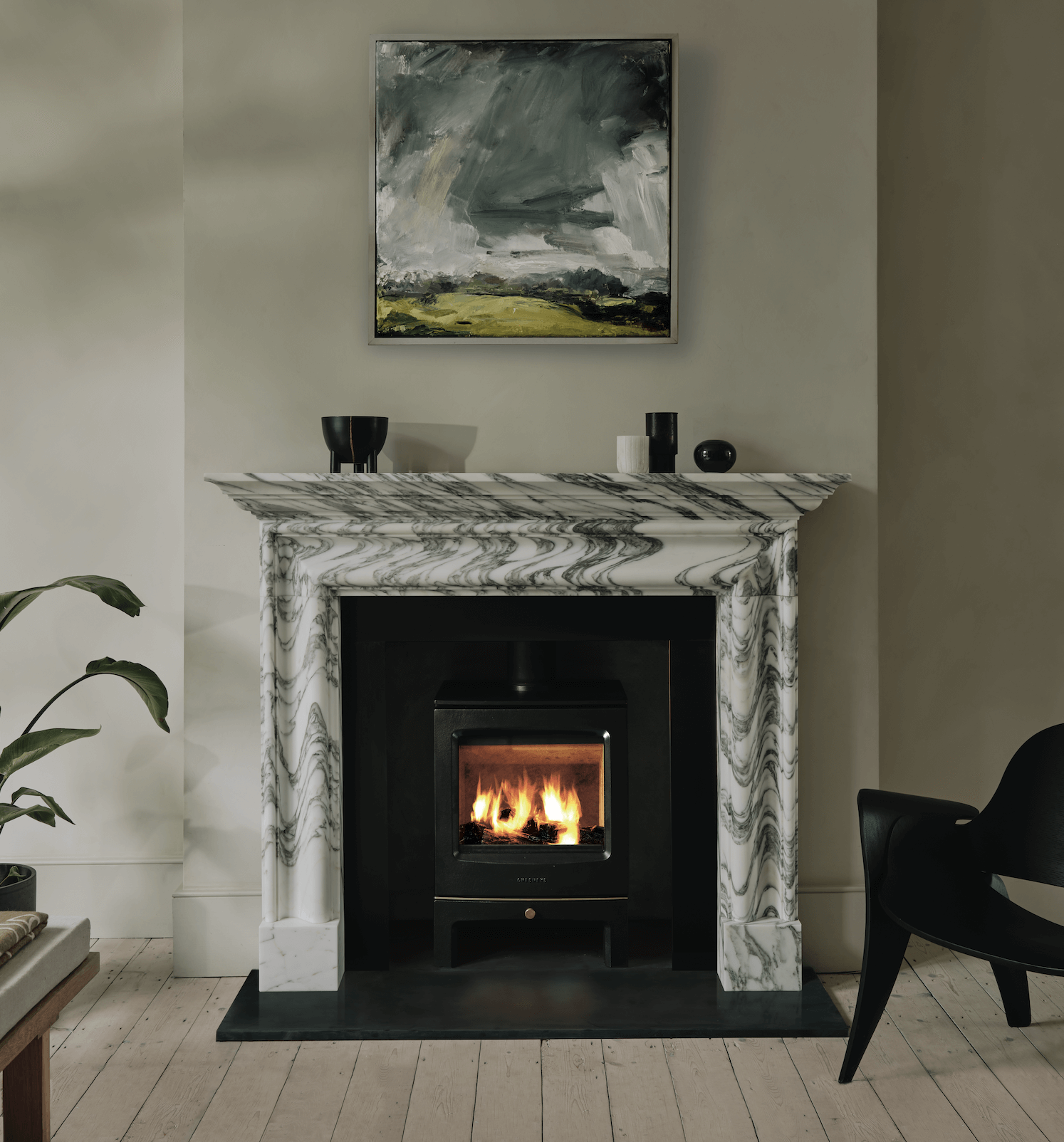 Chesneys Sanctuary 5kW Wood-Burning Stove with Marble Fireplace Surround